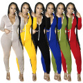 Factory Wholesale Fall Autumn One- Piece Sport Yoga Jumpsuit Running Fitness Hoodie Romper Women 2XL Casual Jumpsuit